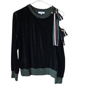 Suncoo Serge Sweat Satire Asymetrical Velour Sweater Size XS